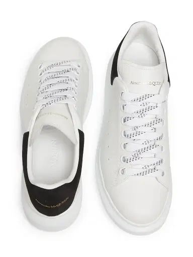 Alexander McQueen Women's Leather Low-Top Sneakers - White Black - Size 12 | Thumbnail 4 Alexander McQueen Women's Leather Low-Top Sneakers - White Black - Size 12 | Thumbnail 4