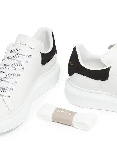 Alexander McQueen Women's Leather Low-Top Sneakers - White Black - Size 12 | Thumbnail 5 Alexander McQueen Women's Leather Low-Top Sneakers - White Black - Size 12 | Thumbnail 5