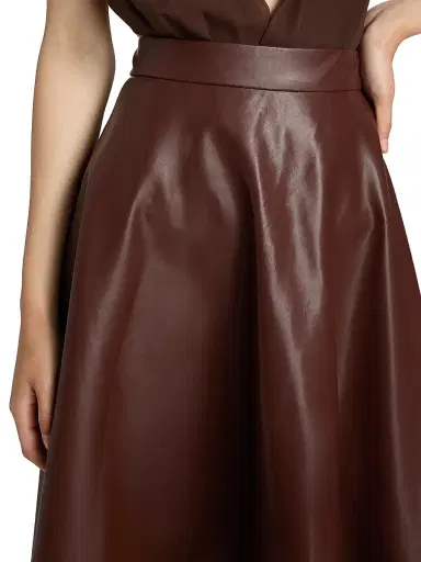 Mariandree Gaitan Women's Katty Faux Leather Midi-Skirt - Brown - Size Large | Thumbnail 6 Mariandree Gaitan Women's Katty Faux Leather Midi-Skirt - Brown - Size Large | Thumbnail 6