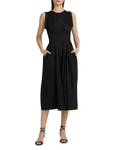 Kika Vargas Women's Mette Sleeveless Midi-Dress - Black | Thumbnail 3 Kika Vargas Women's Mette Sleeveless Midi-Dress - Black | Thumbnail 3