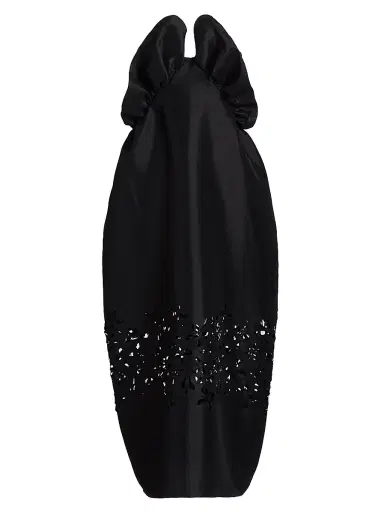 Kika Vargas Women's Raha Taffeta Flower Laser-Cut Dress - Black | Thumbnail 1 Kika Vargas Women's Raha Taffeta Flower Laser-Cut Dress - Black | Thumbnail 1