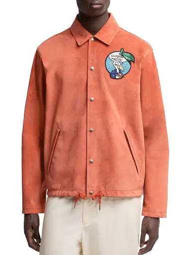 Moncler Genius Men's Moncler x Gilga Farm by Donald Glover Navel Shacket in Suede - Bright Orange | Thumbnail 2 Moncler Genius Men's Moncler x Gilga Farm by Donald Glover Navel Shacket in Suede - Bright Orange | Thumbnail 2