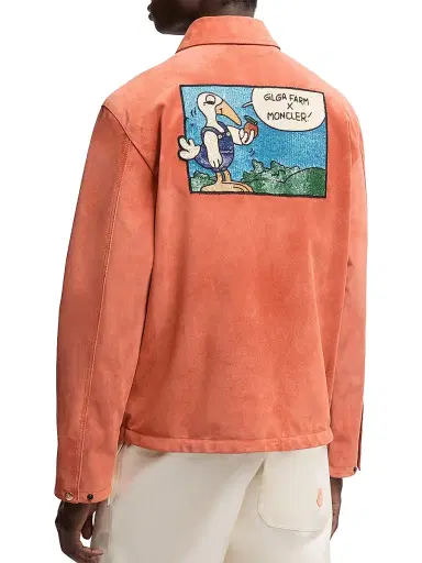 Moncler Genius Men's Moncler x Gilga Farm by Donald Glover Navel Shacket in Suede - Bright Orange | Thumbnail 3 Moncler Genius Men's Moncler x Gilga Farm by Donald Glover Navel Shacket in Suede - Bright Orange | Thumbnail 3