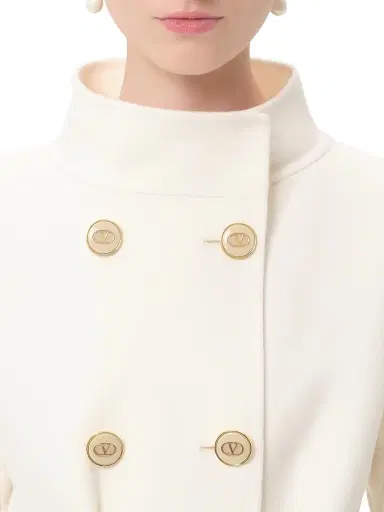 Valentino Garavani Women's Compact Drap Coat - Ivory - Size 2 | Thumbnail 5 Valentino Garavani Women's Compact Drap Coat - Ivory - Size 2 | Thumbnail 5