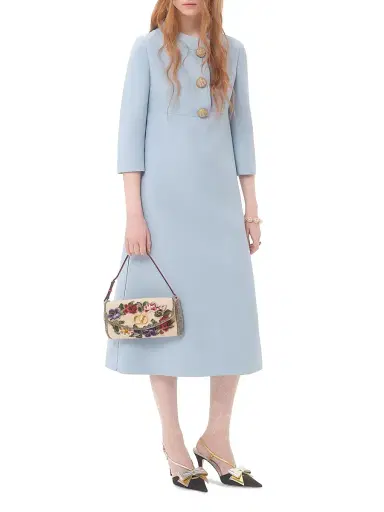 Valentino Garavani Women's Crepe Couture Midi Dress - Pastel Gray - Size 2 | Thumbnail 7 Valentino Garavani Women's Crepe Couture Midi Dress - Pastel Gray - Size 2 | Thumbnail 7