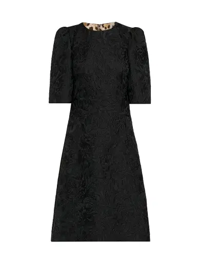 Dolce & Gabbana Women's Brocade Leopard-Lined Midi-Dress - Nero - Size 0 | Thumbnail 1 Dolce & Gabbana Women's Brocade Leopard-Lined Midi-Dress - Nero - Size 0 | Thumbnail 1