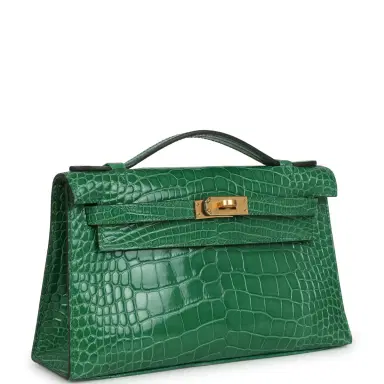HERMÈS Hermes Kelly Pochette Cactus Shiny Alligator Gold Hardware | Thumbnail 2 HERMÈS Hermes Kelly Pochette Cactus Shiny Alligator Gold Hardware | Thumbnail 2