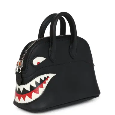 HERMÈS Hermes Mini Bolide Shark Bag Charm Black and White Swift Palladium Hardware | Thumbnail 2 HERMÈS Hermes Mini Bolide Shark Bag Charm Black and White Swift Palladium Hardware | Thumbnail 2