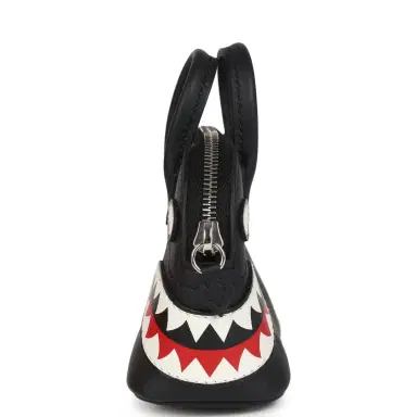 HERMÈS Hermes Mini Bolide Shark Bag Charm Black and White Swift Palladium Hardware | Thumbnail 3 HERMÈS Hermes Mini Bolide Shark Bag Charm Black and White Swift Palladium Hardware | Thumbnail 3