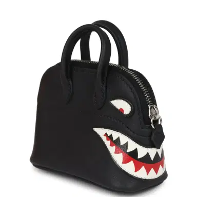 HERMÈS Hermes Mini Bolide Shark Bag Charm Black and White Swift Palladium Hardware | Thumbnail 7 HERMÈS Hermes Mini Bolide Shark Bag Charm Black and White Swift Palladium Hardware | Thumbnail 7
