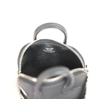 HERMÈS Hermes Mini Bolide Shark Bag Charm Black and White Swift Palladium Hardware | Thumbnail 10 HERMÈS Hermes Mini Bolide Shark Bag Charm Black and White Swift Palladium Hardware | Thumbnail 10