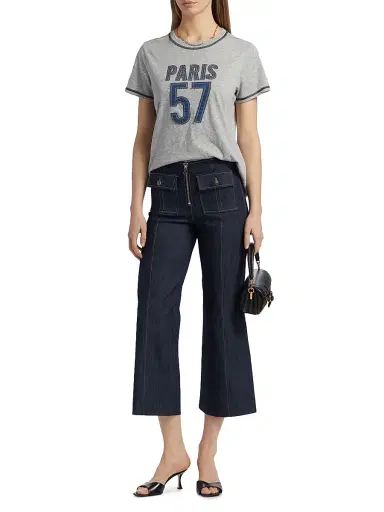 Cinq à Sept Women's Trapunto Heathered Cotton T-Shirt - Heather Grey - Size Large | Thumbnail 2 Cinq à Sept Women's Trapunto Heathered Cotton T-Shirt - Heather Grey - Size Large | Thumbnail 2