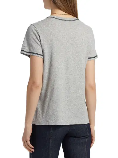 Cinq à Sept Women's Trapunto Heathered Cotton T-Shirt - Heather Grey - Size Large | Thumbnail 5 Cinq à Sept Women's Trapunto Heathered Cotton T-Shirt - Heather Grey - Size Large | Thumbnail 5
