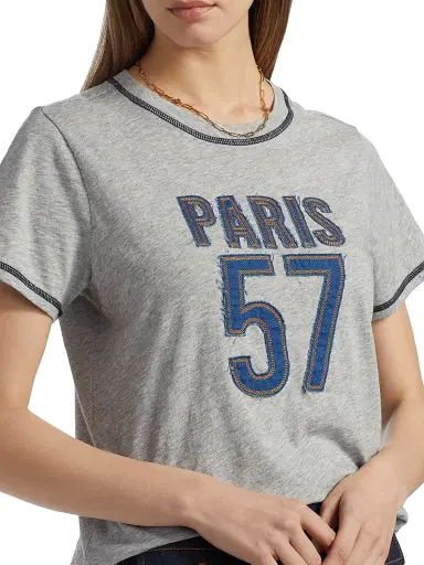 Cinq à Sept Women's Trapunto Heathered Cotton T-Shirt - Heather Grey - Size Large | Thumbnail 6 Cinq à Sept Women's Trapunto Heathered Cotton T-Shirt - Heather Grey - Size Large | Thumbnail 6