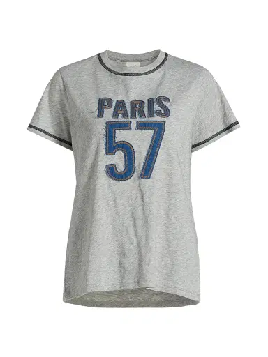 Cinq à Sept Women's Trapunto Heathered Cotton T-Shirt - Heather Grey - Size Large | Thumbnail 1 Cinq à Sept Women's Trapunto Heathered Cotton T-Shirt - Heather Grey - Size Large | Thumbnail 1