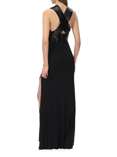 Hervé Léger Women's The Lucille Sequin-Embellished Jersey Plunge Gown - Black | Thumbnail 5 Hervé Léger Women's The Lucille Sequin-Embellished Jersey Plunge Gown - Black | Thumbnail 5