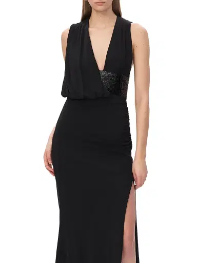 Hervé Léger Women's The Lucille Sequin-Embellished Jersey Plunge Gown - Black | Thumbnail 8 Hervé Léger Women's The Lucille Sequin-Embellished Jersey Plunge Gown - Black | Thumbnail 8