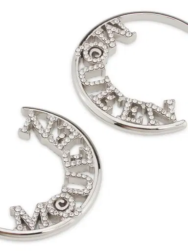 McQueen Women's Silvertone & Glass Crystal Logo Hoop Earrings - Silver Grey | Thumbnail 3 McQueen Women's Silvertone & Glass Crystal Logo Hoop Earrings - Silver Grey | Thumbnail 3