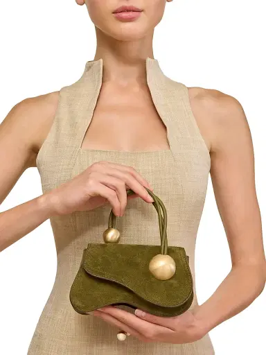 Cult Gaia Women's Kazia Nano Suede Top Handle Bag - Rosemary | Thumbnail 4 Cult Gaia Women's Kazia Nano Suede Top Handle Bag - Rosemary | Thumbnail 4