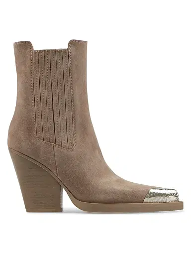 Paris Texas Women's Dallas 100MM Cap Toe Suede Chelsea Boots - Taupe | Thumbnail 1 Paris Texas Women's Dallas 100MM Cap Toe Suede Chelsea Boots - Taupe | Thumbnail 1