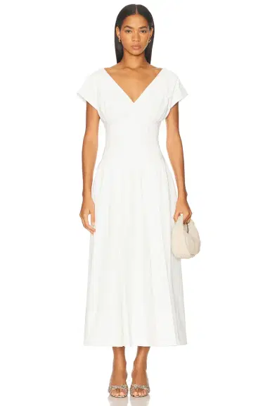 SIMKHAI Nina Pleated Midi Dress | Thumbnail 1 SIMKHAI Nina Pleated Midi Dress | Thumbnail 1