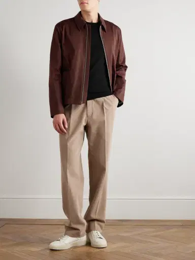 Paul Smith Leather-Trimmed Cotton-Blend Twill Harrington Jacket - Men | Thumbnail 2 Paul Smith Leather-Trimmed Cotton-Blend Twill Harrington Jacket - Men | Thumbnail 2