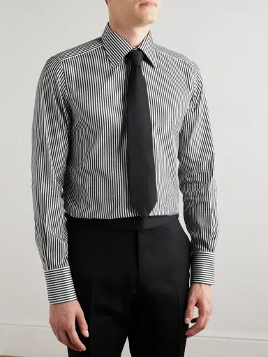 Tom Ford Striped Cotton and Silk-Blend Shirt - Men | Thumbnail 2 Tom Ford Striped Cotton and Silk-Blend Shirt - Men | Thumbnail 2