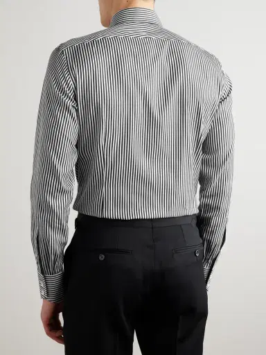 Tom Ford Striped Cotton and Silk-Blend Shirt - Men | Thumbnail 3 Tom Ford Striped Cotton and Silk-Blend Shirt - Men | Thumbnail 3