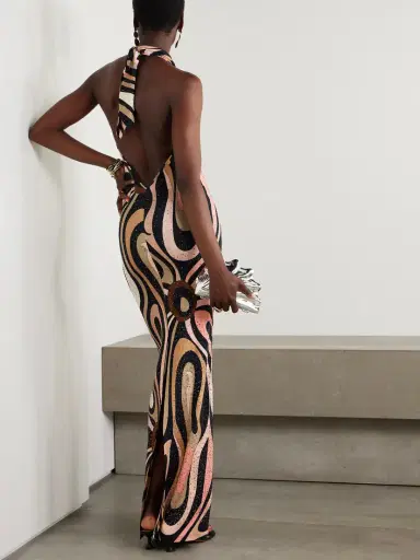 PUCCI Marmo Crystal-embellished Printed Satin-jersey Halterneck Maxi Dress | Thumbnail 3 PUCCI Marmo Crystal-embellished Printed Satin-jersey Halterneck Maxi Dress | Thumbnail 3