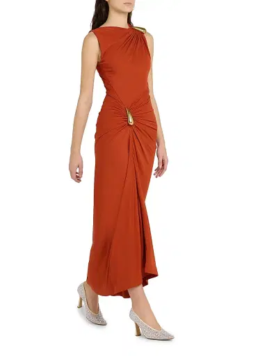 Bottega Veneta Women's Hardware-Accented Crepe Jersey Maxi Dress | Thumbnail 4 Bottega Veneta Women's Hardware-Accented Crepe Jersey Maxi Dress | Thumbnail 4