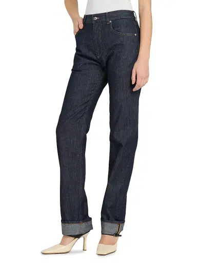 Bottega Veneta Women's Mid-Rise Straight-Leg Jeans - Indigo - Size 8 | Thumbnail 4 Bottega Veneta Women's Mid-Rise Straight-Leg Jeans - Indigo - Size 8 | Thumbnail 4