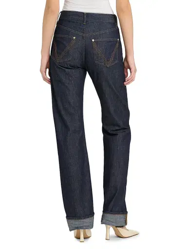 Bottega Veneta Women's Mid-Rise Straight-Leg Jeans - Indigo - Size 8 | Thumbnail 5 Bottega Veneta Women's Mid-Rise Straight-Leg Jeans - Indigo - Size 8 | Thumbnail 5