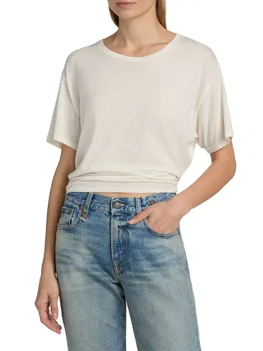 R13 Women's Cotton-Cashmere Crop T-Shirt - White - Size Large | Thumbnail 3 R13 Women's Cotton-Cashmere Crop T-Shirt - White - Size Large | Thumbnail 3