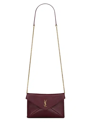 Saint Laurent Women's Cassandre Chain Pouch in Shiny Leather - Dark Ruby | Thumbnail 1 Saint Laurent Women's Cassandre Chain Pouch in Shiny Leather - Dark Ruby | Thumbnail 1
