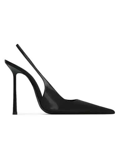 Saint Laurent Women's Vendome Slingback Pumps in Glazed Leather - Black | Thumbnail 1 Saint Laurent Women's Vendome Slingback Pumps in Glazed Leather - Black | Thumbnail 1
