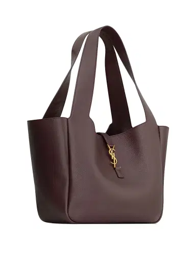 Saint Laurent Women's Le 5 ÿ 7 Bea in Grained Leather Tote Bag - Raisin | Thumbnail 4 Saint Laurent Women's Le 5 ÿ 7 Bea in Grained Leather Tote Bag - Raisin | Thumbnail 4