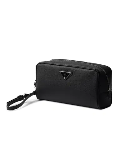 Prada Men's Saffiano Pouch - Black | Thumbnail 2 Prada Men's Saffiano Pouch - Black | Thumbnail 2