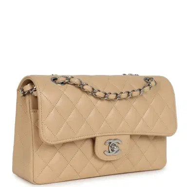 Chanel Chanel Small Classic Double Flap Bag Beige Caviar Silver Hardware | Thumbnail 2 Chanel Chanel Small Classic Double Flap Bag Beige Caviar Silver Hardware | Thumbnail 2