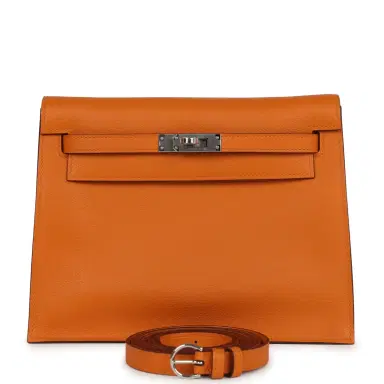HERMÈS Hermes Kelly Danse Abricot Verso Evercolor Palladium Hardware | Thumbnail 1 HERMÈS Hermes Kelly Danse Abricot Verso Evercolor Palladium Hardware | Thumbnail 1