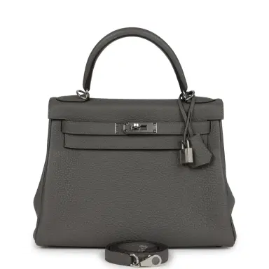 HERMÈS Hermes Kelly Retourne 28 Gris Meyer Clemence Palladium Hardware | Thumbnail 1 HERMÈS Hermes Kelly Retourne 28 Gris Meyer Clemence Palladium Hardware | Thumbnail 1