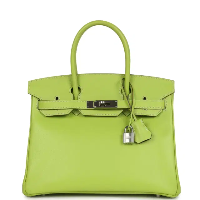 Pre-owned Hermes Birkin 30 Kiwi Candy Epsom Palladium Hardware Pre-owned Hermes Birkin 30 Kiwi Candy Epsom Palladium Hardware