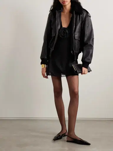 Saint Laurent Appliquéd Broderie Anglaise Cotton-blend Voile Mini Dress | Thumbnail 2 Saint Laurent Appliquéd Broderie Anglaise Cotton-blend Voile Mini Dress | Thumbnail 2