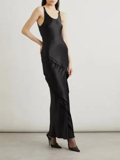 Saint Laurent Asymmetric Tiered Silk-satin Maxi Dress | Thumbnail 2 Saint Laurent Asymmetric Tiered Silk-satin Maxi Dress | Thumbnail 2