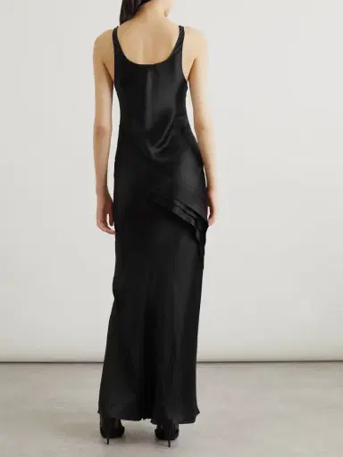 Saint Laurent Asymmetric Tiered Silk-satin Maxi Dress | Thumbnail 3 Saint Laurent Asymmetric Tiered Silk-satin Maxi Dress | Thumbnail 3