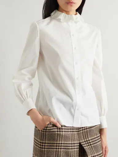 Saint Laurent Lace-trimmed Cotton-poplin Shirt | Thumbnail 3 Saint Laurent Lace-trimmed Cotton-poplin Shirt | Thumbnail 3