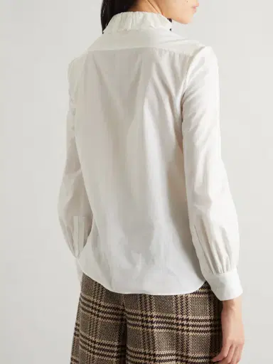 Saint Laurent Lace-trimmed Cotton-poplin Shirt | Thumbnail 4 Saint Laurent Lace-trimmed Cotton-poplin Shirt | Thumbnail 4