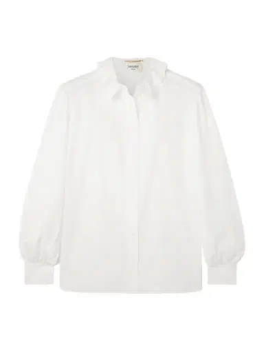 Saint Laurent Lace-trimmed Cotton-poplin Shirt | Thumbnail 1 Saint Laurent Lace-trimmed Cotton-poplin Shirt | Thumbnail 1