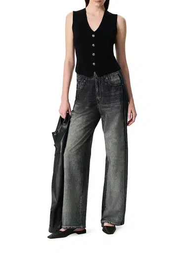 rag & bone Women's rb Miramar Cotton-Terry Wide-Leg Track Pants - Washed Black | Thumbnail 2 rag & bone Women's rb Miramar Cotton-Terry Wide-Leg Track Pants - Washed Black | Thumbnail 2