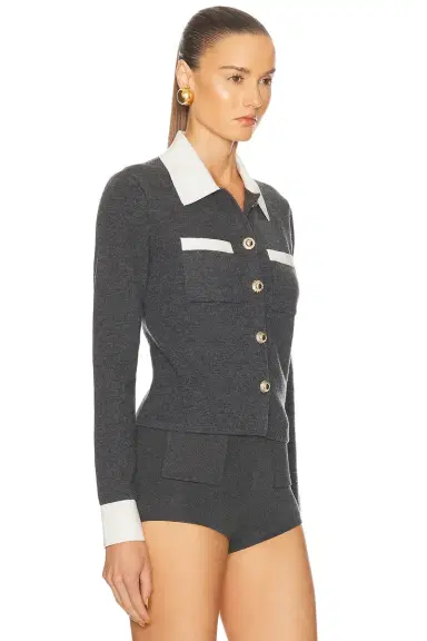 Self-Portrait Contrast Collar Cardigan | Thumbnail 2 Self-Portrait Contrast Collar Cardigan | Thumbnail 2
