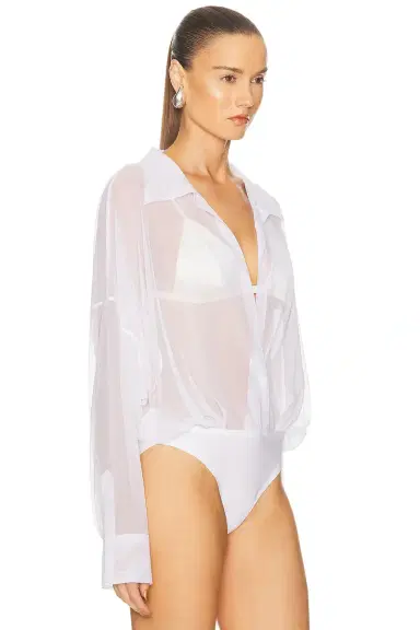 Norma Kamali Super Oversized Boyfriend Shirt Bodysuit | Thumbnail 3 Norma Kamali Super Oversized Boyfriend Shirt Bodysuit | Thumbnail 3